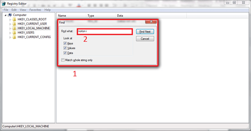 Windows Registry Editor, Search